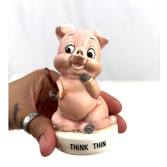 VTG Norcrest Think Thin Pig Figurine Porcelain Japan MCM - Picture 6 of 10